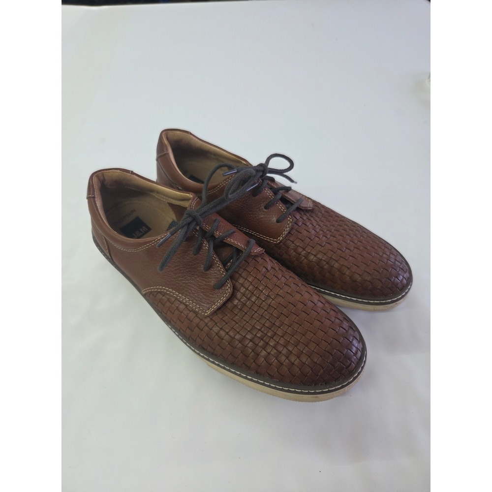 Johnston & Murphy Dress Sneakers Mens 10M Brown McGuffey Woven Leather Plain Toe
